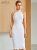 Adyce 2023 Summer Women White Club Bandage Dress Sexy Backless Sequined Celebrity Evening Runway Party Bodycon Dresses