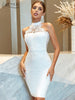 Adyce 2023 Summer Women White Lace Bandage Dress Sleeveless Sexy Midi Celebrity O Neck Evening Elegant Party Dress Vestidos