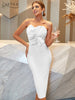 Adyce 2023 Summer Women White Sleeveless Bandage Dress Sexy Strapless Ruffles Pink Midi Club Celebrity Runway Party Dresses