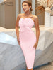 Adyce 2023 Summer Women White Sleeveless Bandage Dress Sexy Strapless Ruffles Pink Midi Club Celebrity Runway Party Dresses