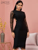 Adyce 2023 Winter Lace Long Sleeve Bandage Dress Women Sexy Hollow Out Black Club Midi Celebrity Evening Party Dress Vestido