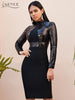Adyce 2023 Winter Sequined Long Sleeve Bodycon Bandage Dress Sexy Elegant Club Black Celebrity Evening Runway Party Dresses