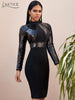 Adyce 2023 Winter Sequined Long Sleeve Bodycon Bandage Dress Sexy Elegant Club Black Celebrity Evening Runway Party Dresses
