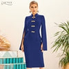 Adyce 2023 Winter Women Black Long Cloak Sleeve Bandage Dress Sexy Midi Blue Celebrity Runway Party Bodycon Club Dresses