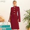 Adyce 2023 Winter Women Black Long Cloak Sleeve Bandage Dress Sexy Midi Blue Celebrity Runway Party Bodycon Club Dresses