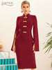 Adyce 2023 Winter Women Black Long Cloak Sleeve Bandage Dress Sexy Midi Blue Celebrity Runway Party Bodycon Club Dresses