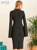 Adyce 2023 Winter Women Black Long Cloak Sleeve Bandage Dress Sexy Midi Blue Celebrity Runway Party Bodycon Club Dresses