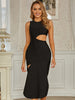 Adyce 2023 Winter  Women Black Tank Hollow Out Midi Bodycon Bandage Dress Sexy O Neck Club Celebrity Runway Party Lady Dress