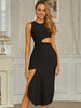 Adyce 2023 Winter  Women Black Tank Hollow Out Midi Bodycon Bandage Dress Sexy O Neck Club Celebrity Runway Party Lady Dress