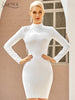 Adyce 2023 Winter Women Black Tassel Mini Club Bodycon Bandage Dress Sexy Backless Long Sleeve Celebrity Evening Party Dress