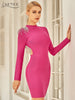 Adyce 2023 Winter Women Black Tassel Mini Club Bodycon Bandage Dress Sexy Backless Long Sleeve Celebrity Evening Party Dress