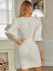 Adyce 2023 Winter Women Long Lantern Sleeve V Neck White Bodycon Bandage Dress Sexy Lace Mini Celebrity Runway Party Dresses