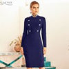 Adyce 2023 Winter Women's Long Sleeve Bandege Dress Sexy Buttons Celebrity Evening Runway Party Club Bodycon Dresses