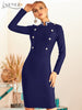 Adyce 2023 Winter Women's Long Sleeve Bandege Dress Sexy Buttons Celebrity Evening Runway Party Club Bodycon Dresses