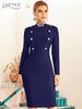 Adyce 2023 Winter Women's Long Sleeve Bandege Dress Sexy Buttons Celebrity Evening Runway Party Club Bodycon Dresses