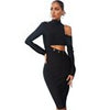 Adyce 2023 Women Long Sleeve Bandage Dress Sexy Cut Out Midi Turtleneck Buttons Evening Club Celebrity Party Dress Vestidos