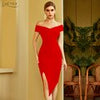 Adyce 2023 Women's Summer Off Shoulder Bandage Dress Sexy Short Sleeve Bodycon Club Celebrity Evening Runway Party Dress
