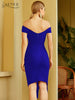 Adyce 2023 Women's Summer Off Shoulder Bandage Dress Sexy Short Sleeve Bodycon Club Celebrity Evening Runway Party Dress