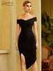 Adyce 2023 Women's Summer Off Shoulder Bandage Dress Sexy Short Sleeve Bodycon Club Celebrity Evening Runway Party Dress