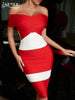 Adyce 2023 Summer Patchwork Bandage Dress For Women Off Shoulder Sexy Club Wear Celebrity Evening Midi Party Lady Dress