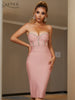 Adyce 2023 Summer Strapless Bodycon Bandage Dress For Women Sexy Sleeveless Diamonds Midi Club Evening Runway Party Female Dress