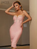 Adyce 2023 Summer Strapless Bodycon Bandage Dress For Women Sexy Sleeveless Diamonds Midi Club Evening Runway Party Female Dress
