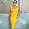 Adyce 2023 Summer Yellow Bodycon Bandage Dress Sexy Tank Sleeveless Draped Evening Club Midi Party Outwear Women Dress Vestidos