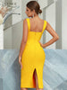 Adyce 2023 Summer Yellow Bodycon Bandage Dress Sexy Tank Sleeveless Draped Evening Club Midi Party Outwear Women Dress Vestidos