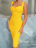 Adyce 2023 Summer Yellow Bodycon Bandage Dress Sexy Tank Sleeveless Draped Evening Club Midi Party Outwear Women Dress Vestidos