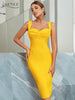 Adyce 2023 Summer Yellow Bodycon Bandage Dress Sexy Tank Sleeveless Draped Evening Club Midi Party Outwear Women Dress Vestidos