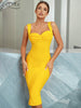 Adyce 2023 Summer Yellow Bodycon Bandage Dress Sexy Tank Sleeveless Draped Evening Club Midi Party Outwear Women Dress Vestidos