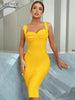 Adyce 2023 Summer Yellow Bodycon Bandage Dress Sexy Tank Sleeveless Draped Evening Club Midi Party Outwear Women Dress Vestidos