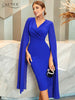 Adyce Autumn Long Sleeve Women's Dress Sexy V Neck Midi Blue Night Club Evening Elegant Office Lady Party Dress Outfits