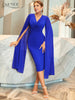 Adyce Autumn Long Sleeve Women's Dress Sexy V Neck Midi Blue Night Club Evening Elegant Office Lady Party Dress Outfits