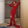 Adyce Autumn Winter Long Sleeve Evening Club Velvet Dress For Women Sexy V Neck Floor Length Celebrity Runway Party Maxi Dresses