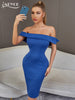Adyce Backless Blue Bow Women's Dress 2023 Summer Off Shoulder Celebrity Party Club Wear Elegant Lady Midi Dress Outfits