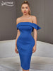 Adyce Backless Blue Bow Women's Dress 2023 Summer Off Shoulder Celebrity Party Club Wear Elegant Lady Midi Dress Outfits