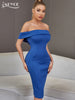Adyce Backless Blue Bow Women's Dress 2023 Summer Off Shoulder Celebrity Party Club Wear Elegant Lady Midi Dress Outfits