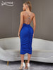 Adyce Backless Night Club Midi Slip Dress For Women Sexy Spaghetti Strap Chains Sleeveless Celebrity Summer Party Dress