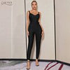 Adyce Black Bandage Jumpsuits For Women Sexy Spaghetti Srap V Neck Sleeveless & Full Pants Club Party Bodycon Rompers Jumpsuits