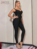 Adyce Black Bandage Jumpsuits For Women Sexy Spaghetti Srap V Neck Sleeveless & Full Pants Club Party Bodycon Rompers Jumpsuits