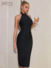 Adyce Black Beading Halter Sleeveless Women's Bandage Dress 2023 Summer Sexy Backless Bodycon Club Celebrity Evening Party Dress