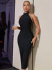 Adyce Black Beading Halter Sleeveless Women's Bandage Dress 2023 Summer Sexy Backless Bodycon Club Celebrity Evening Party Dress