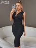 Adyce Black Lace V Neck Bandage Dress Summer Sexy Tank Sleeveless Party Evening Celebrity Night Club Midi Women's Dress Vestidos