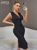 Adyce Black Lace V Neck Bandage Dress Summer Sexy Tank Sleeveless Party Evening Celebrity Night Club Midi Women's Dress Vestidos