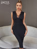 Adyce Black Lace V Neck Bandage Dress Summer Sexy Tank Sleeveless Party Evening Celebrity Night Club Midi Women's Dress Vestidos