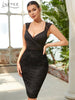 Adyce Black Lace Women's Dress 2023 Summer Sexy Tank Sleeveless V Neck Elegant Celebrity Night Club Hollow Out Party Wear Dress
