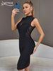 Adyce Black Mesh See Through Bandage Dress Sexy Tank Sleeveless Summer Party Evening Celebrity Night Club Women's Dress Vestidos