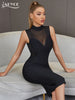 Adyce Black Mesh See Through Bandage Dress Sexy Tank Sleeveless Summer Party Evening Celebrity Night Club Women's Dress Vestidos