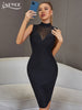 Adyce Black Mesh See Through Bandage Dress Sexy Tank Sleeveless Summer Party Evening Celebrity Night Club Women's Dress Vestidos